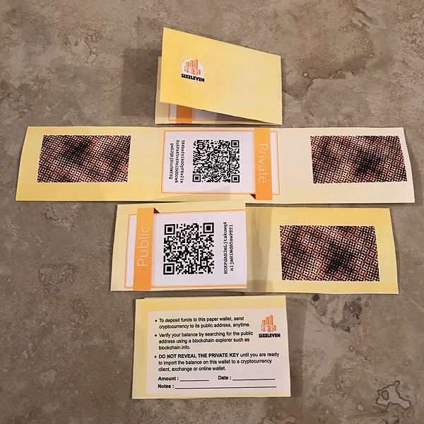 Overview image of 4 paper wallet